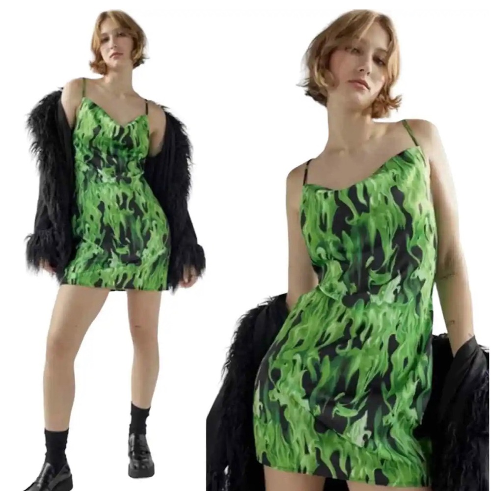 Urban Outfitter Green Flame Mini Dress